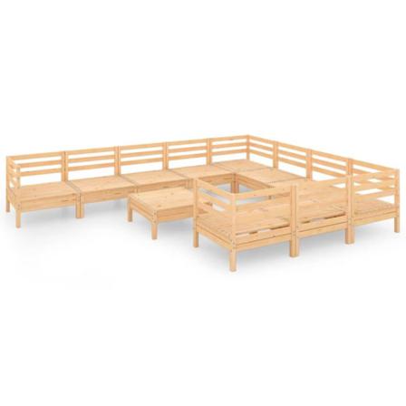 Vidaxl Loungegrupp För Trädgården 11 Delar Massiv Furu Brun