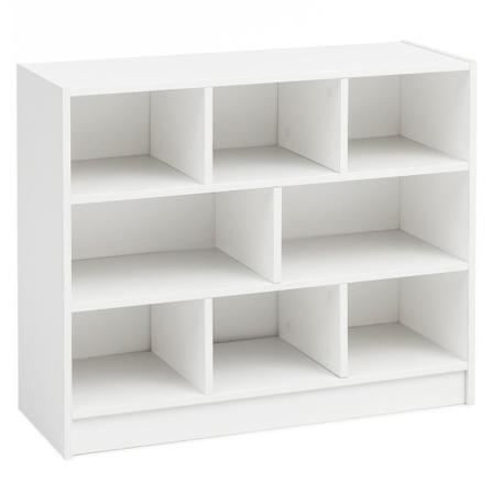 Rootz Reol Hvid 80x68,5x29,5 cm Hylde Stående Hylde Moderne - Ganghylde Skohylde Smal - Design indretningshylde træ - Træhylde med rum - Opbevaringshy