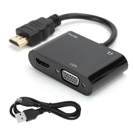 HDMI till VGA HDMI Micro USB 4K HD Videokonverterare med 3,5 mm Ljud och Strömförsörjning