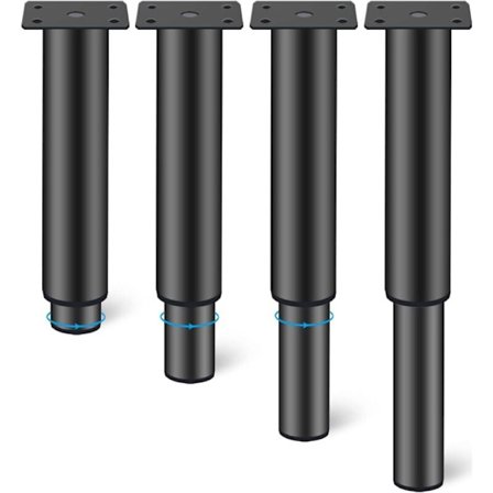 Justerbare møbelben sæt med 4 sorte metal 25-43 cm højde kompatibel med garderobe TV-stander seng sofa natbord stol badeværelsesskab