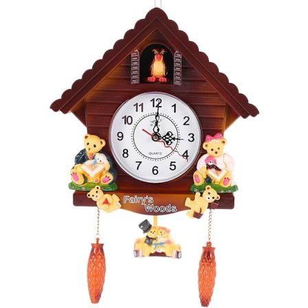 Retro Vintage Træ Gøgeur Udsmykning Håndværk Skulptur Stue Væg Ur Sving Timer Indendørs Alarm Ure Dekoration Værktøjer