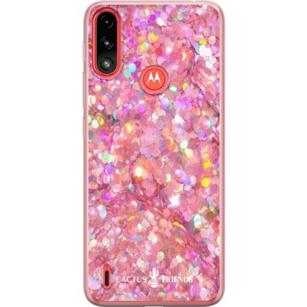 Kompatibel Mobilcover til Motorola Motorola Moto E7 Power Cactus and Friends – PinkGlitter