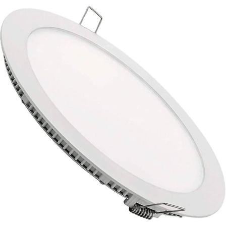 1 kpl LED-upotettu alasvalo, pyöreä ja litteä, 1800 lumenia. Virtalähde mukana (170 mm, 12 W, 3500 K, lämmin valkoinen).