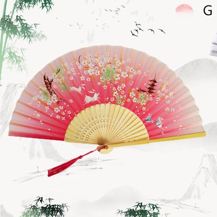 Vintage Style Folding Fan bambus håndvifte Wooden Shank Classic