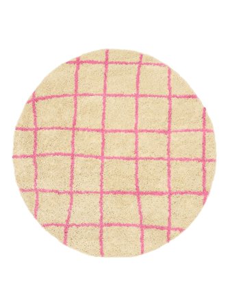 Grid Ø 150 Klein Beige/Rosa Rund Teppich