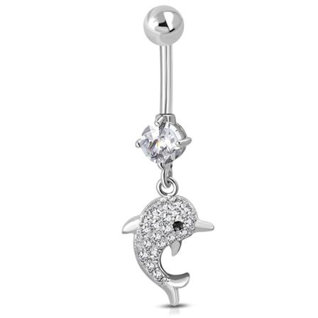 Navelpiercing 316l Kirurgiskt Stål Delfin Klara Cz