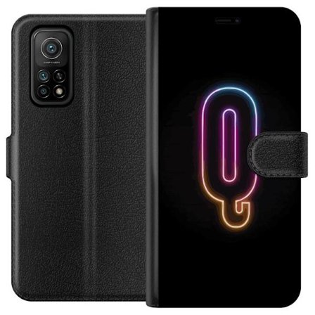 Yhteensopiva Lompakkokotelo Xiaomi Xiaomi Mi 10T Pro 5G Minimalistinen neonkirjain Q kirkkaissa väreissä tummaa taustaa vasten