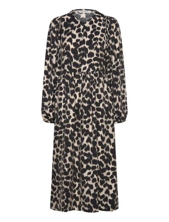 Mschottelie Karalynn Long Dress Aop Knælang Kjole Brown MSCH Copenhagen