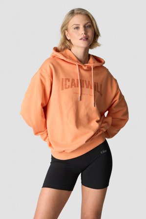 ICANIWILL - Revive Oversized Hoodie Print Wmn Orange Peach - Dam - Träningskläder från ICIW