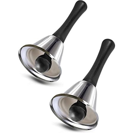 [2 Pack] Silver Stål Klockor med Handtag - Handklocka Ring, B