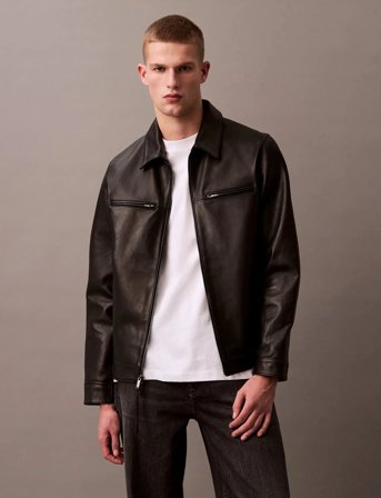 Calvin Klein Ls 2 Pkt Leather Jacket - Black - S