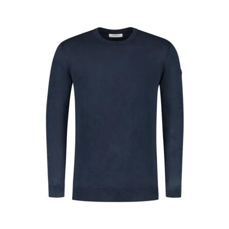 PureWhite, Trui- PW Crewneck Knit With Cotton Twill Label Blauw, Heren, Maat:M