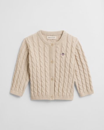GANT Kinder Baumwoll Strickjacke mit Zopfmuster (74) Beige