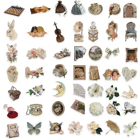 50 stk./sett Klistremerker Vintage Graffiti DIY Vanntett Selvklebende God klebrighet Sklisikker Fjernbar Ulike mønstre Klar utskrift Gitar Dagbok Sc