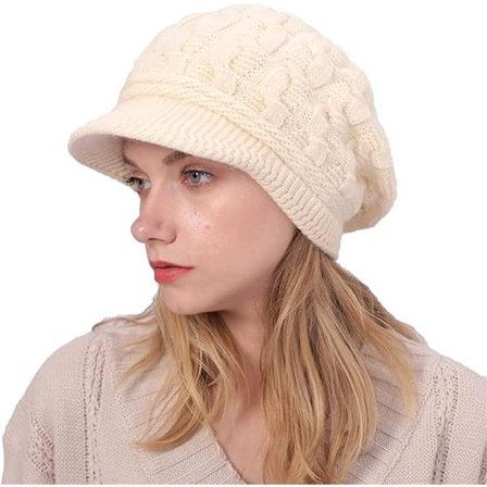 ING Dame Newsboy Lue Strikket Solhatt Beret Ull Skilue Klassisk Varm Vinterlue for Kaldt Snøvær om Våren og Høsten for Jenter