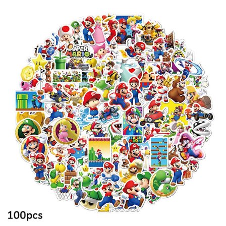 100 stk Super Mario Bros Movie Klistremerker Søte Tegneseriefigurer Dekaler Barn Teenager Voksen Vanntette Vinylklistremerker For Flaske Bærbar PC 