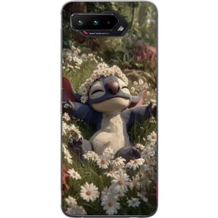 Kompatibelt Mobilskal till Asus Asus ROG Phone 5 Blå söt fantasivarelse vilande i blomsteräng med blomkrans avslappnat vårmotiv och varm idyllisk