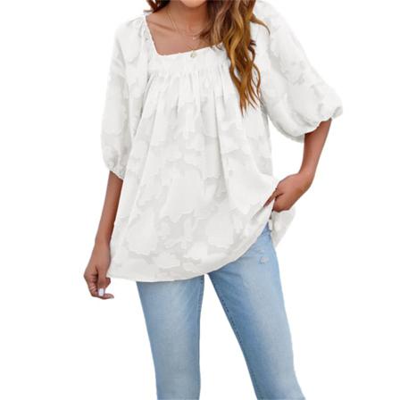 Casual Damblus Volang Plisserad Hollow Loose-fit Shirt Dance