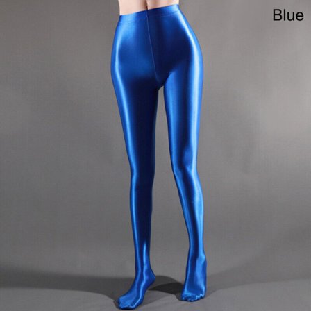 Plus Size Dam glänsande ogenomskinliga satintights, blå