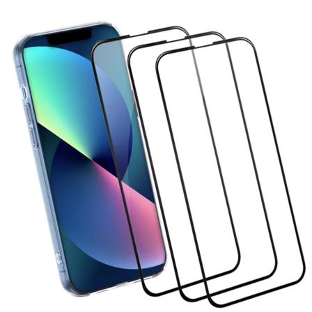 [3-pack] Härdat Glas Iphone 13 / 13 Pro Skärmskydd - Svart Svart