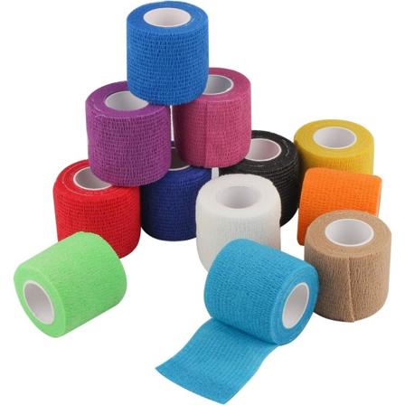 Självhäftande sammanhängande omslagsbandage - 12-pack regnbågsfärger