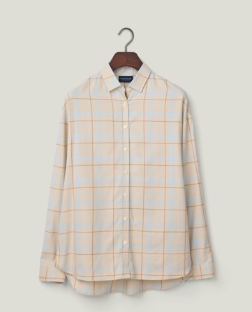 Lexington Oversized rutig flanellskjorta i ekologisk bomull, ljusblå