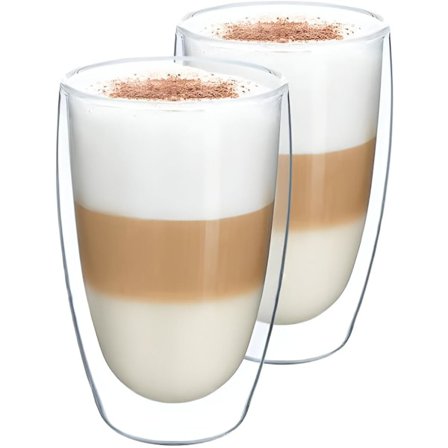Isolerte Lattekopper, Dobbeltveggede Kaffekopper i Glass med Varmebestandig Borosilikatglass, Ikke-giftig og Luktfri Termisk Glassutstyr for Hjem og