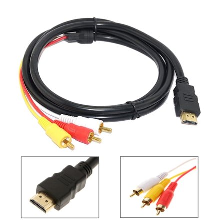HDMI till RCA-kabel, 1,5 m HDMI till 3RCA-kabel Ljud Video AV Komponent Konverter Adapterkabel