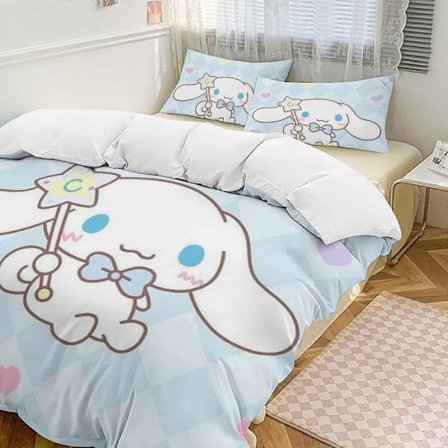 Zm136 Cinnamoroll 3-delt enkeltsengesæt - Inkluderer 1 enkelt dyne og 2 pudebetræk - Falmebestandig mikrofiber - Cinnamoroll Lc136