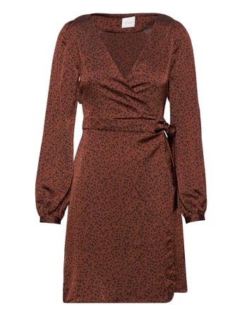 Vikanaitaia L/S Wrap Dress/Su Brown Vila
