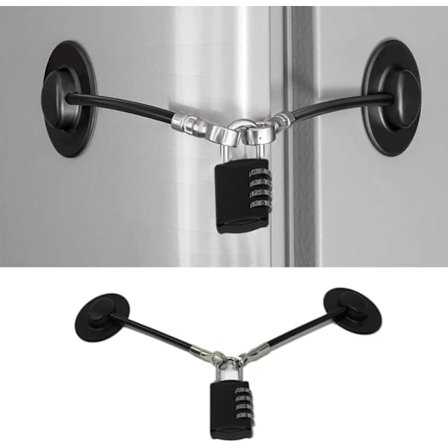 Kylskåpssäkerhetslås, inget hänglås, fryssäkerhetslås, barnsäkerhetslås för kylskåp, lådlås (svart)