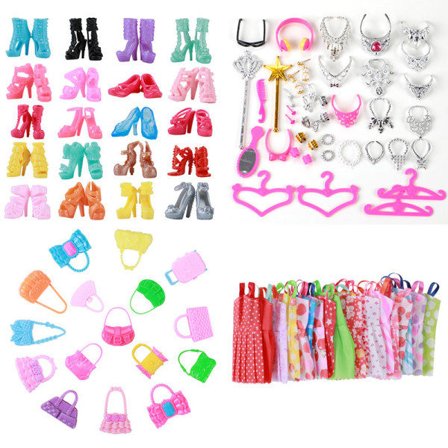 55 stykker 30 cm/11 tommer Barbie-tøj og -sko udklædningstilbehør