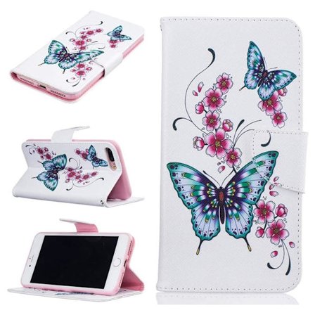 Plånboksfodral iPhone 7 Plus – Fjärilar och Blommor