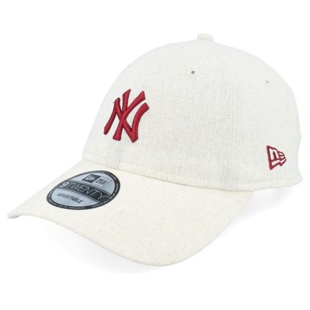 New Era - MLB Beige unconstructed Keps - New York Yankees Linen 9TWENTY Stone/Cherry Dad Cap @ Hatstore