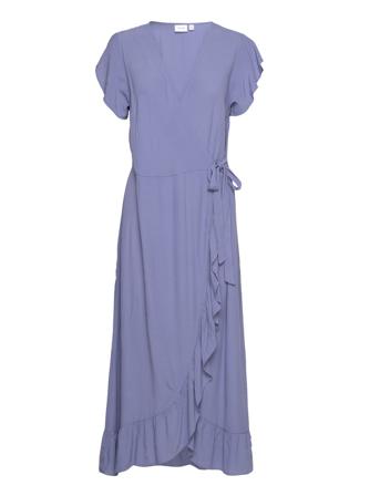 Vifini Wrap S/S Long Dress/Su - Noos Dresses Wrap Dresses Blå Vila