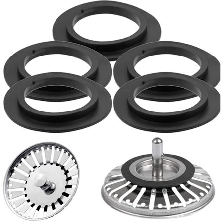 Pesualtaan tulpan tiiviste - 5 kpl Ø ulkopuoli 54 mm - Ø sisäpuoli 32 mm Keittiön kylpyhuoneen pesualtaan tulpan elastomeeritiiviste suodatinkoreille,