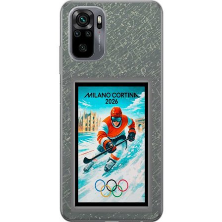 Kompatibel Mobilcover til Xiaomi Redmi Note 10S Curling illustration med spillere og sten på isen, Milano Cortina 2026, snedækkede stænk og olympiske