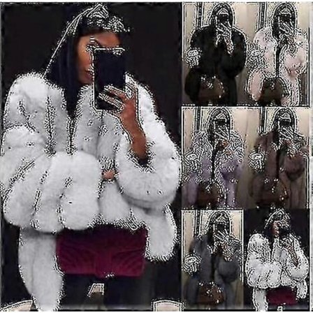 Dame Vinter Varm Tykk Fuskepelsjakke Kåpe Fluffy Yttertøy Pluss Størrelse, hw