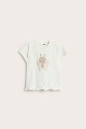 Kappahl | Lyhythihainen röyhelösomisteinen t-paita Luonnonvalkoinen 62 | Luonnonvalkoinen