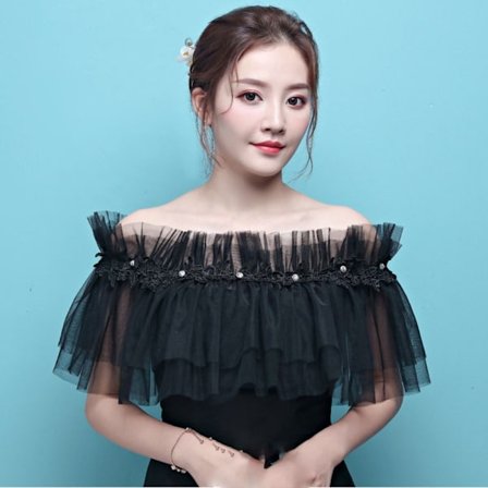 Blondersjal Wedding Cape SVART