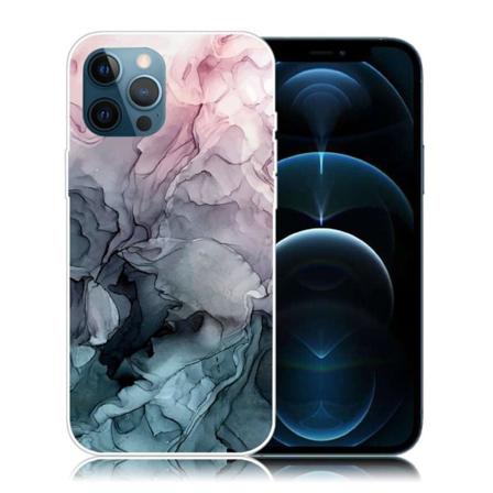 Marmormotiv iPhone 12 Pro / iPhone 12 skal - Rosa Och Gråblå Moln multifärg
