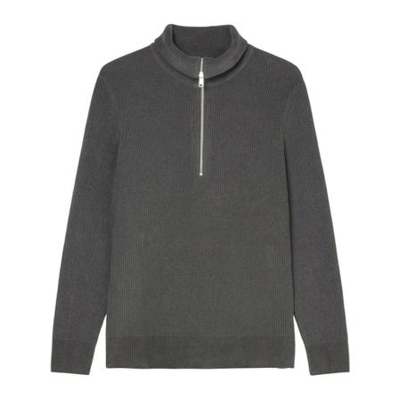 Marc O'Polo, Relaxed chenille zip-neck jumper Szary, Mężczyzna, Rozmiar: S