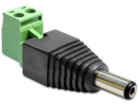 Delock Adapter DC 2.1 x 5.5 mm male > Terminal Block - strømadapter - 2-pins terminalblokk til LS-jack 2,1 mm