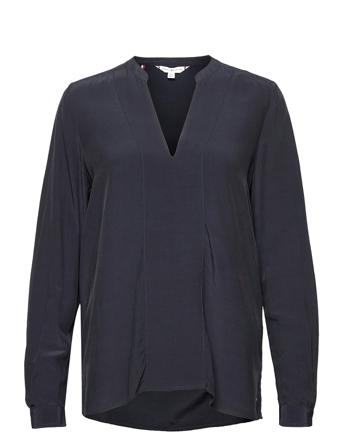 Viscose V-Nk Blouse Ls Blue Tommy Hilfiger