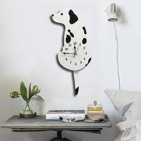 Cc008 White Dog Form Pendel Väggklocka Kreativ Akrylvägg