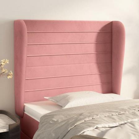 Vidaxl Huvudgavel Med Kanter Rosa 103x23x118/128 Cm Sammet Rosa