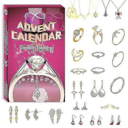 Yllätyskoru-yllätyslaatikko - 24 päivän joulun odotus sormukset, kaulakorut, korvakorut & rannekorut joulukalenterilahja