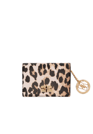 GANNI Bou Card Holder With Flap Printed Grained Plånböcker & fodral Dam Beige ONESIZE