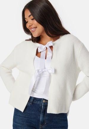 Pieces Pcrilly LS Reversible Bow Knit Cloud Dancer/DTM Woven L Cloud Dancer/DTM Woven Cardigans Dam