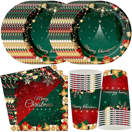 Julebordsservise Kit Juledekorasjonsutstyr Juletemafest Bordsservise Engangsservise Kopper Servietter Tallerken Festdekor